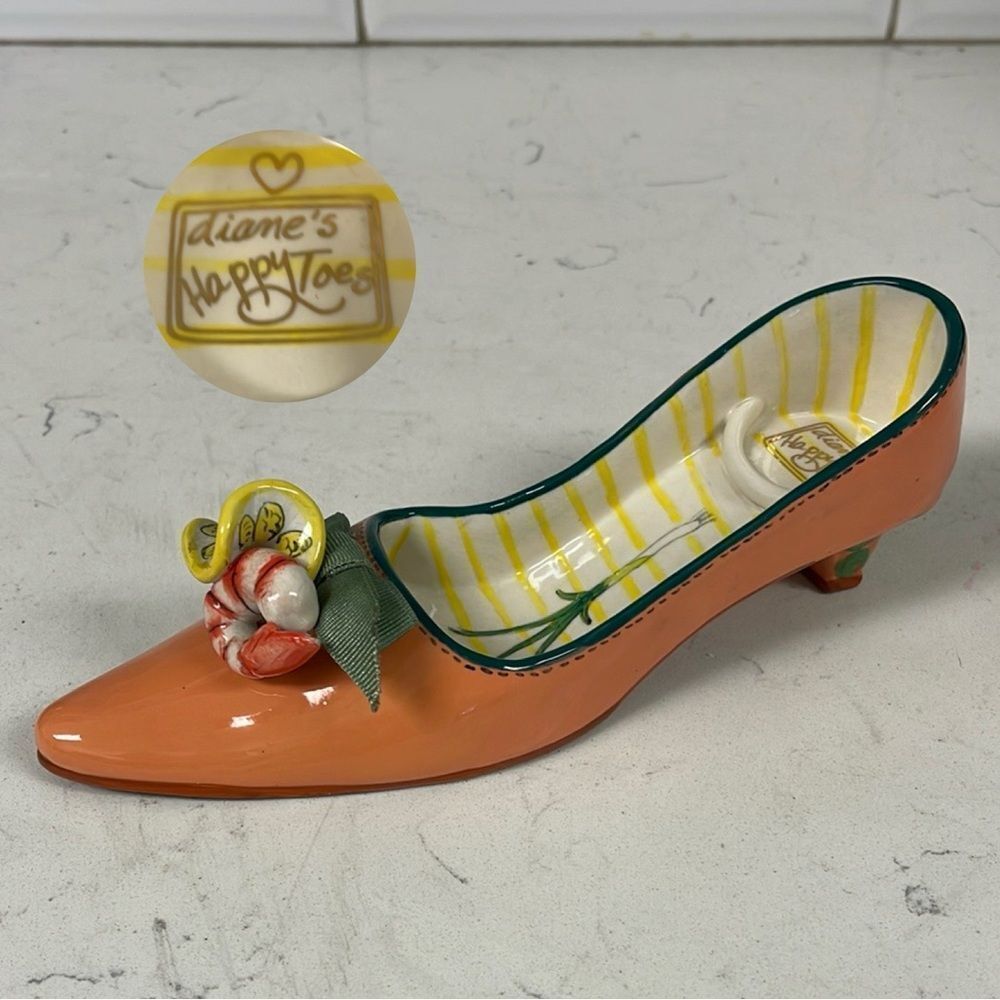 Diane's Happy Toes Diane Artware Candle Holder 2004 Shrimp Scampi Shoe Figurine